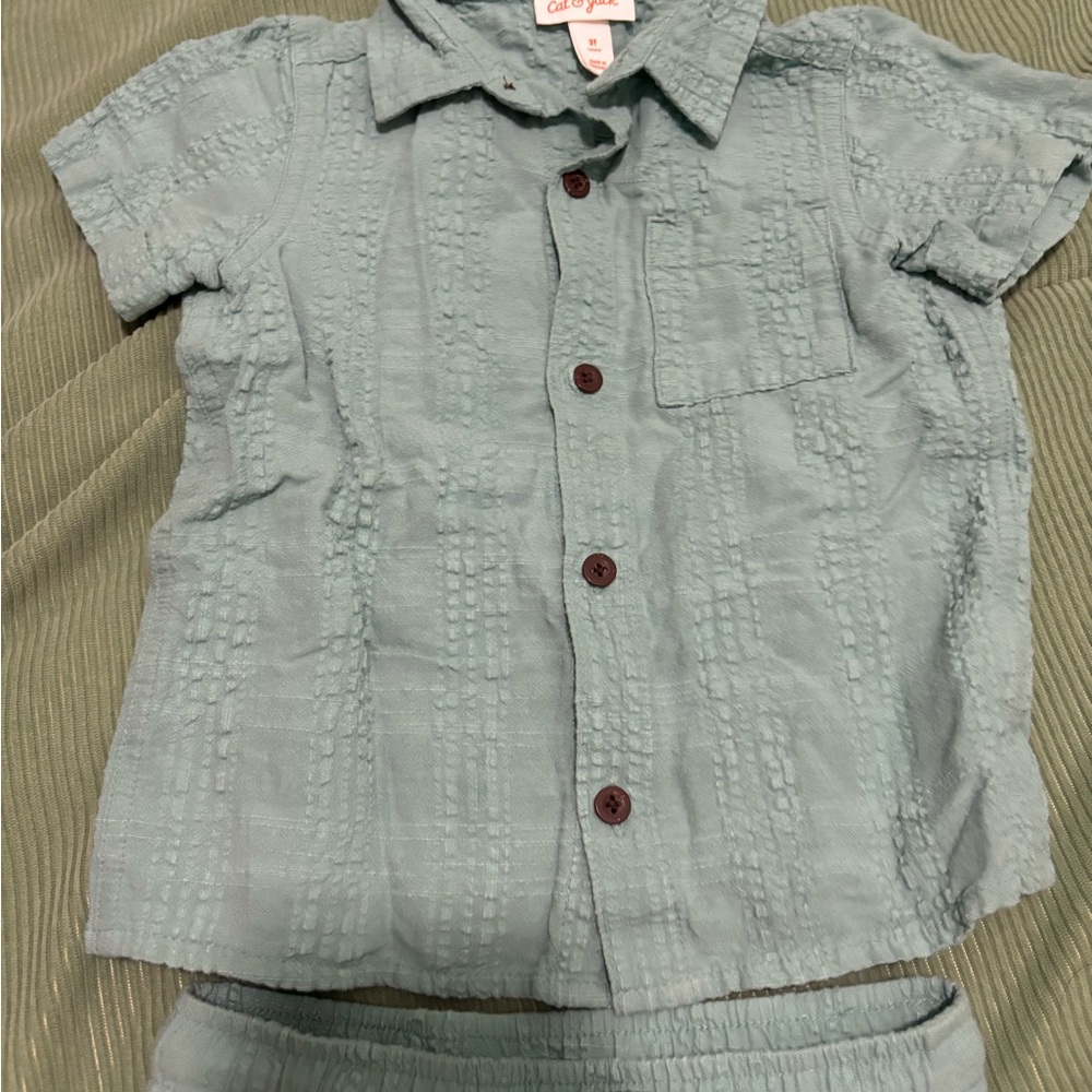 Blue Textured Two-Piece Set - Picture 3 of 4